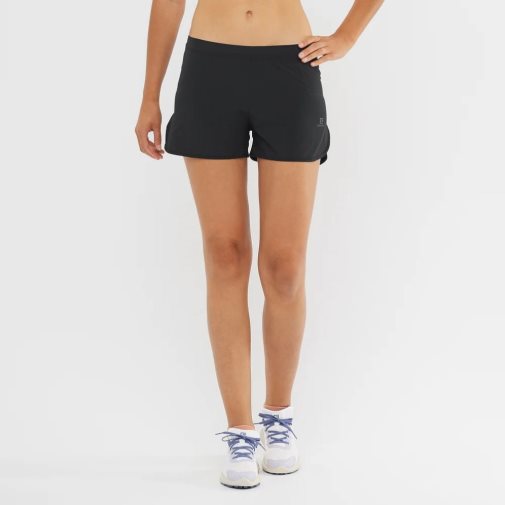 Black Salomon Cross 3'' Women's Running Shorts | IE ZA9647